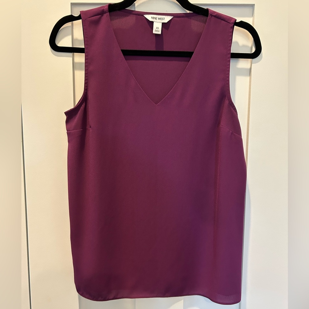 Nine West Virginia-Neck Sleeveless Blouse